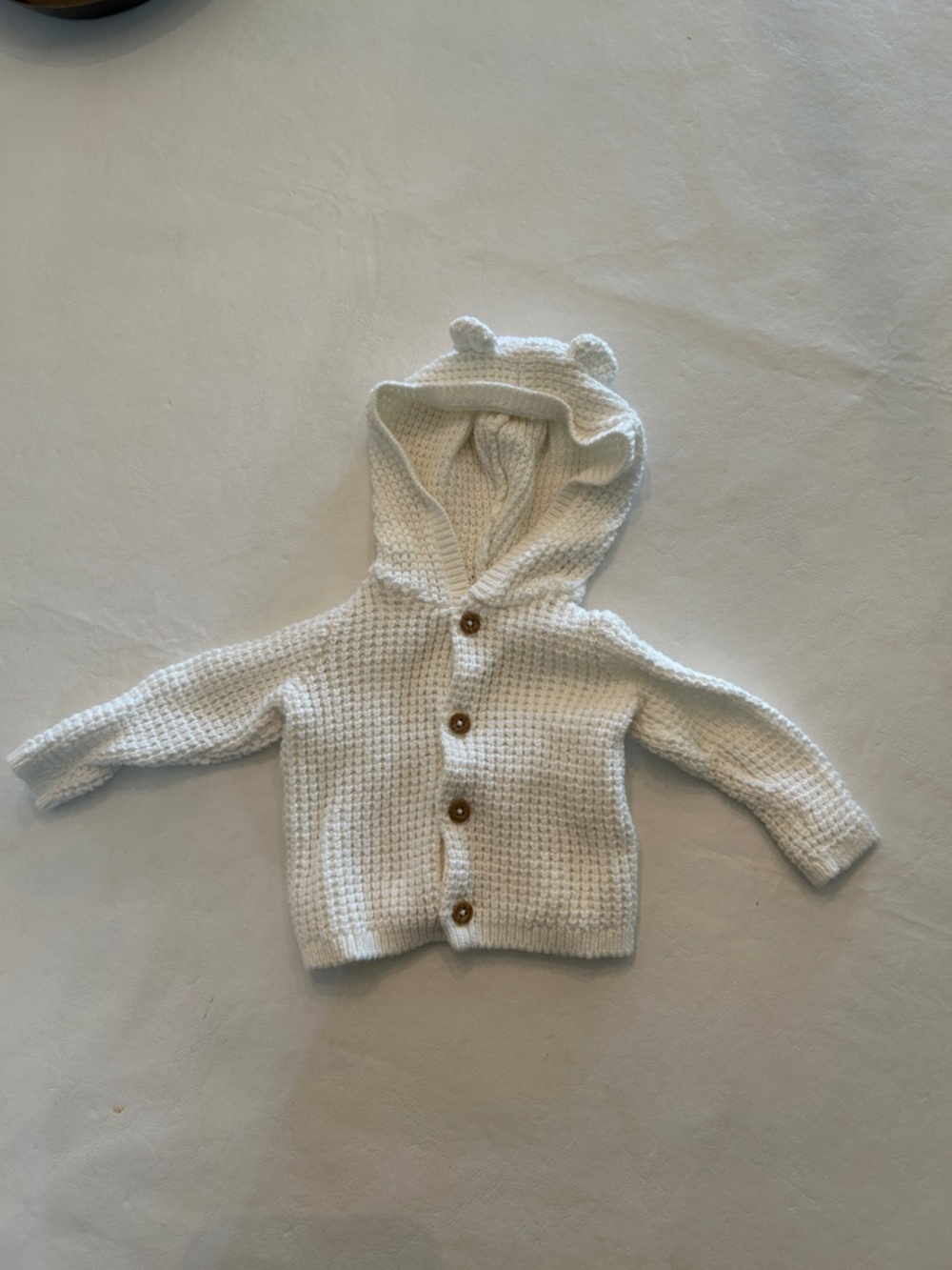 NEW Carter's Cream Knit Newborn Hoodie with Hood and Buttons